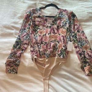 Floral bodysuit blouse